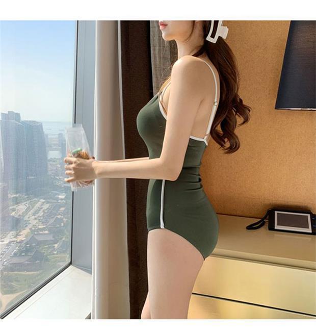 แฟชั่นเกาหลีผู้หญิง-บิกินี่-bikini-เซ็กซี่-ผ้าเนื้อดี-วันพีซ-2726-มีฟองน้ำ