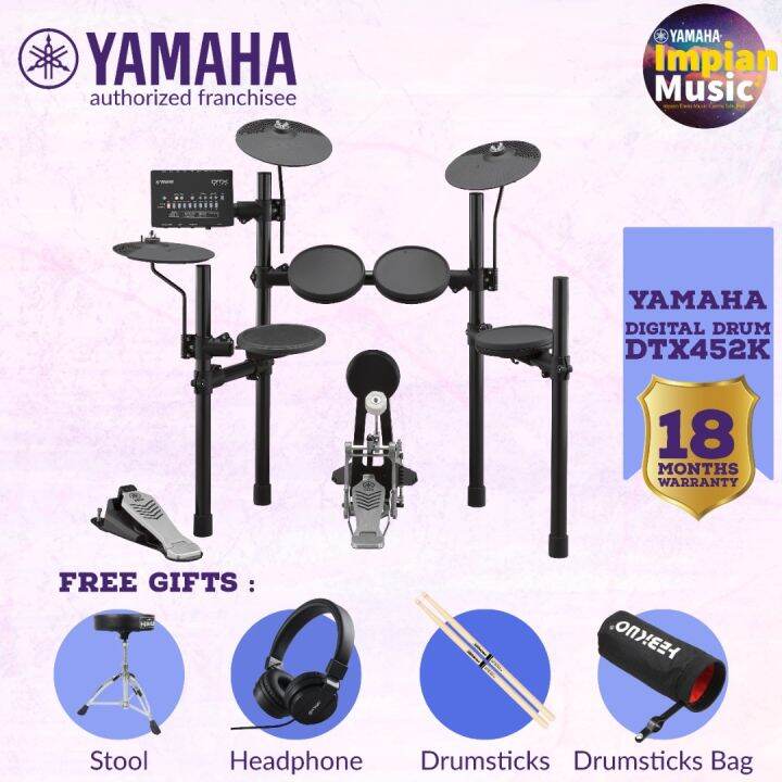 Yamaha Digital Drumset DTX452K Value Bundle for Beginner Students