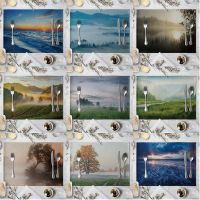 【LZ】■❖  Landscape Painting Pads for Dining Table Placemat Bowl Drink Coasters Cup Mats Kitchen Napkins Decorative Accessories