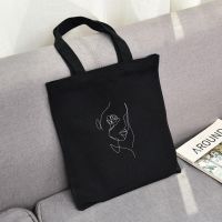 【CW】 Literary Shopping Reusable Shoulder Handbag Tote Folding Face Print