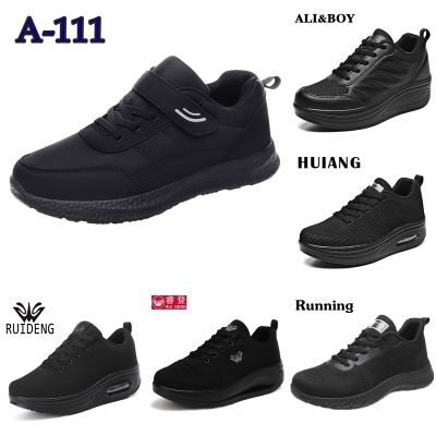 รองเท้าผ้าใบผู้หญิงเพื่อสุขภาพ สีดำล้วน ใส่ออกกำลังกาย วิ่ง เดิน น้ำหนักเบา สวมใส่สบาย ไซส์ 35-43  มี 6 แบบ พร้อมส่งจากไทย