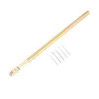 Wig Crochet 5Pcs Ventilating Needles +1 Brass Holder for Lace Wig Needle Hairpiece Knotting Hook Sets Beaded Hook