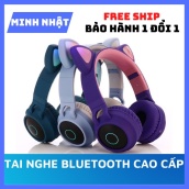 Tai nghe bluetooth tai mèo BT028 có Mic Led nhiều màu Pin 8 tiếng Headphone tai mèo Bass cực hay