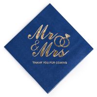 100PCS Mr&amp;Mrs Wedding Paper Napkins 3-PLY Disposable Cocktail Beverage Dessert Napkins For Wedding Engagement Anniversary