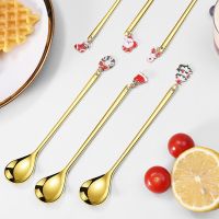 6PCS Christmas Gift Cutlery Spoon Fork Set Elk Christmas Tree Decoration Dessert Spoon Fruit Fork Coffee Spoon Cutlery Gift