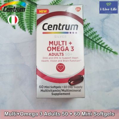 เซนทรัม วิตามินรวม + โอเมก้า 3 สำหรับผู้ใหญ่วัย 50 ขึ้นไป Silver Multi+Omega 3 Adults 50 + 60 Mini Softgels - Centrum