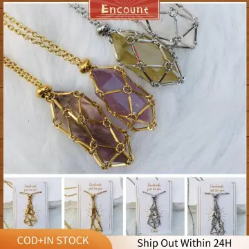 Crystal Holder Cage Necklace Interchangeable Adjustable Crystal Metal  Necklace