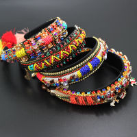 New Fashion Baroque Lnlaid Colored Rhinestones Color Luxury Ethnic Style Headband Ladies Party Travel Gift Hair Accessories 846