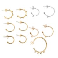 【CW】 10pcs Gold Plated C Huggie Earring Posts Anti-allergy Stud Earrings Components for Jewelry Gifts