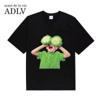 2323 เสื้อยืดคอกลม แขนสั้น ผ้าฝ้ายแท้ พิมพ์ลาย adlv สไตล์เกาหลี สตรีท สําหรับผู้ชาย และผู้หญิง dje