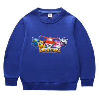 Super Wings 2-9ปี Hooded เสื้อกันหนาวสำหรับชายหญิง100% ผ้าฝ้ายรอบคอกีฬาเสื้อผ้าเด็กแขนยาวฤดูใบไม้ผลิและฤดูใบไม้ร่วงเด็ก