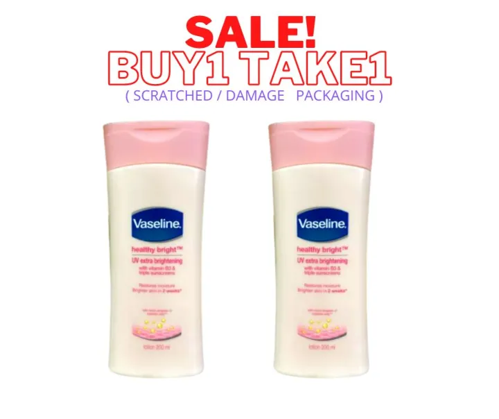 SALE!!! VASELINE HEALTHY BRIGHT LOTION 200ML 2 BOTTLES (damage
