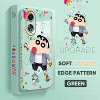 เคสพีพีพีฟรีสายคล้อง OPPO เอชพี4G A58 4G + เคสลายขอบสี่เหลี่ยมสีเทียนลายการ์ตูนน่ารักเคสโทรศัพท์นิ่มชุบเคสโทรศัพท์สุดหรู