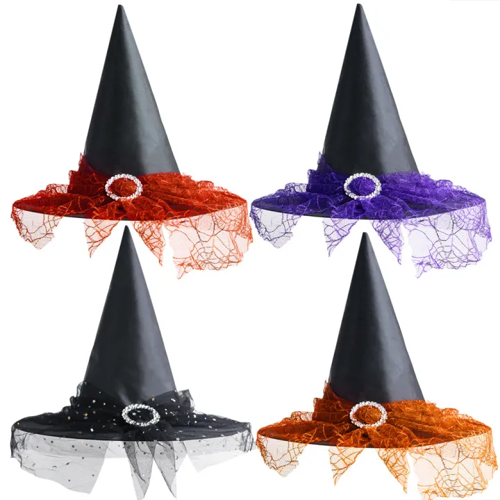 trendy-lace-witch-hat-fashionable-cosplay-witch-hat-lace-up-halloween-hat-witch-hat-cosplay-costume-adult-party-cap-for-halloween