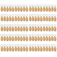 100Pcs Blank Oval Ellipse Wooden Key Chain DIY Promotion Keychain Pendant Keyring Tags Promotional Gifts