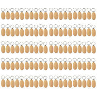 100Pcs Blank Oval Ellipse Wooden Key Chain DIY Promotion Keychain Pendant Keyring Tags Promotional Gifts