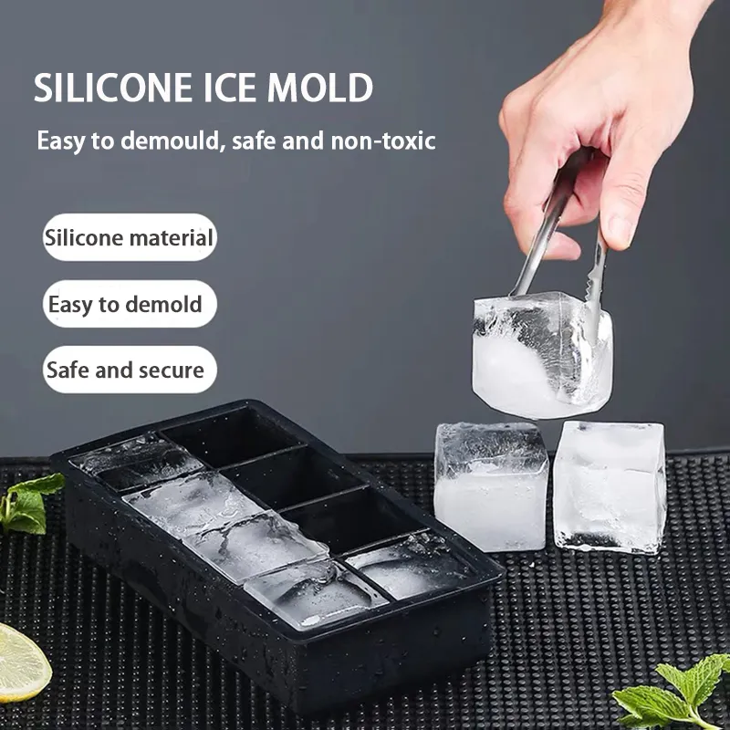 Grid Big Ice Tray Mold Silicone Ice Cube Square Tray Mold Reusable