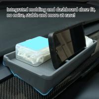 Dashboard Box Dashboard Organizer Hiding Tissue Holder Auto Anti-Slip Mat Glasses Key Tray for Model 3 Y comfy