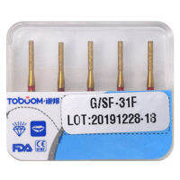 10Pcs การเตรียมทันตกรรม Porcelain Burs Finishing และ Polishing Inlay Andonlay FG Bur SF-31F