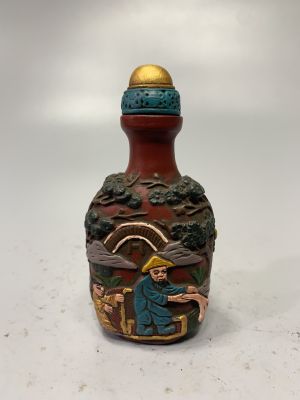 ◎✇✉ Exquisite antique lacquerware (boat drawing. Snuff bottle) home decoration