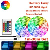 【CW】 Strip for Room Color 1m-30m Set TV BackLight Luces Bedroom Decoration 5V USB Tape 3keys 24keys 44keys