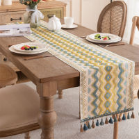 Table Linen Table Runner ผ้าคาดโต๊ะโบฮีเมียนผ้าคลุมลาย jacquard ลายตารางสีผ้าปูโต๊ะลายยาวบรรยากาศระดับไฮเอนด์ตกแต่งด้วยผ้าสไตล์ชนเผ่า