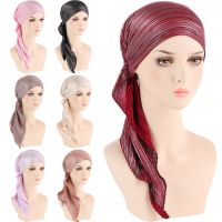 【CW】 Elastic Color Pre-Tied Hijab Wrap Scarf Hats Muslim Turban Bonnet for Inner Hat Fashion Female Turbantes Caps