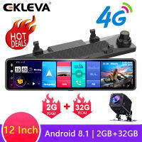 EKLEVA 12 นิ้ว Dash CAM เลนส์ Dual FHD 1080P 4G Android Stream Media รถกระจกมองหลังบลูทูธกล้อง DVR รถยนต์ ADAS การมองเห็นได้ในเวลากลางคืน WiFi อุปกรณ์นำทางจีพีเอส Dash CAM