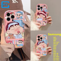 สำหรับ Samsung Galaxy A02 A02S A03แกน A04 A04E M04 M10 S22 M32 M22/Samsung Galaxy S21อัลตร้า/เคสการ์ตูนน่ารักสีชมพูหวานสีเทียนสวมกรอบฝาหลัง Shin-Chan Xiaomei