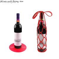 Silicone Wine Bottle Storage Bag Water Bottle Tote Bags Cup Mat Wine Bottle Mesh Basket For Picnic Organizer Washable Reusable