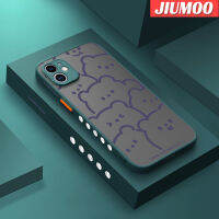 JIUMOO เคสสำหรับ iPhone 11 11 Pro 11 Pro Max,เคสการ์ตูนหมีน่ารักมีน้ำค้างแข็งโปร่งใสแข็งขอบสี่เหลี่ยมด้านข้างปลอกซิลิโคนเคสนิ่มป้องกันกล้องกันกระแทก