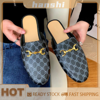 hanshi [2023 new HOT FASHION] lazlook รองเท้าแตะแฟชั่นผู้หญิงหัวมนหัวกลมแบบหัวเข็มขัดห่วงโลหะกันลื่นใส่สบายแนวเรโทร