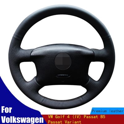 DIY Car Steering Wheel Cover Wrap Soft Black PU Artificial Leather For Volkswagen VW Golf 4 (IV) Passat B5 Passat Variant Braid