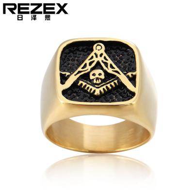 REZEX เครื่องประดับอิฐไทเทเนียมแหวนเหล็กแหวนเฉพาะตัวผู้ชาย