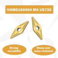 10PCS VNMG160404 MA US735 เม็ดมีดคาร์ไบด์ VNMG 160404 ใบมีดกลึงภายนอก เครื่องมือ CNC เครื่องกลึงโลหะ เครื่องมือ