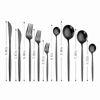 1Pc Household Tableware Black Stainless Steel Dinnerware Kitchen Utensils Travel Cutlery Knife Fork Spoon Flatware Dropshipping Flatware Sets