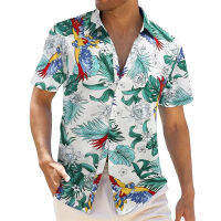 Casual Hawaiian Camisa ดอกไม้ Masculina สังคม R แขนสั้นเสื้อพิมพ์ Vintage Viking โปรโมชั่น Slim Fit เสื้อผ้า Y2k