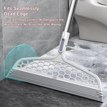 JOYBOS Floor Scrub Brush 2 In 1 Garage Bathroom Wiper Stiff Bristle Window  Squeegee Magic Broom Pool Mop Tub Tile Cleaner Brush