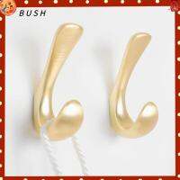 BUSH 2 Pack สังกะสีอัลลอยด์ ตะขอแขวนผ้าเช็ดตัว แปรงทอง ตะขอเสื้อโค้ท อุปกรณ์ติดผนัง ตะขอติดผนัง ห้องน้ำห้องครัวห้องครัว