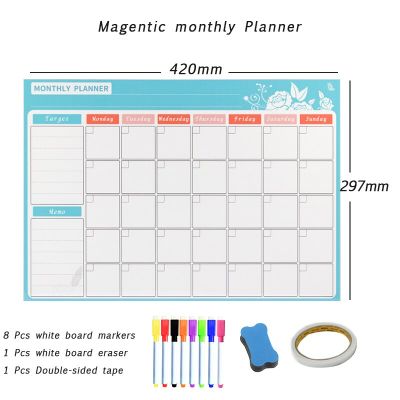A3 Size Magnetic Weekly Monthly Planner Calendar Dry Erase Whiteboard Magnet fridge Stickers Messages Drawing Memo agenda 2021