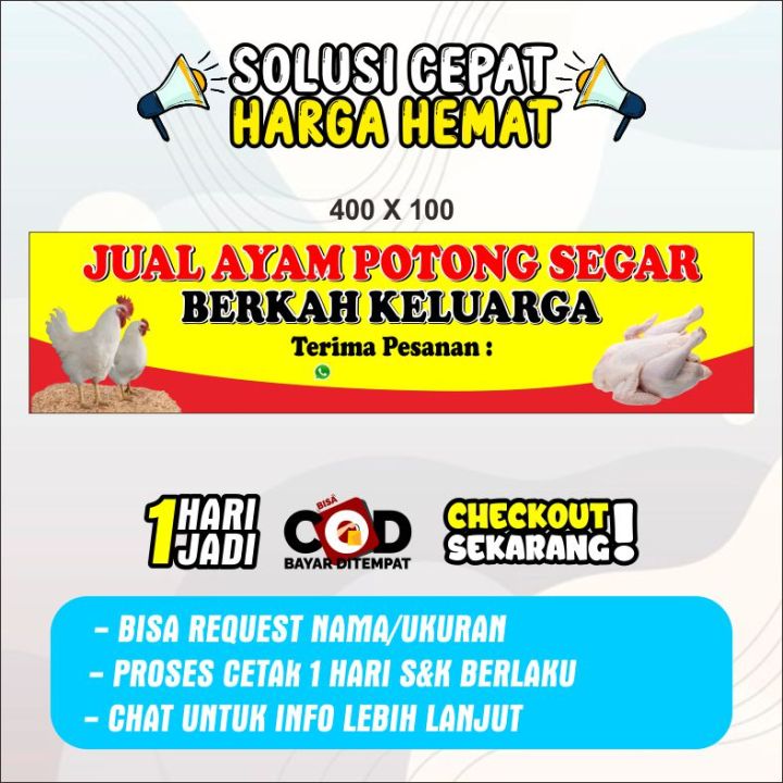 Spanduk Jual Ayam Potong Custom Ukuran 400 X 100 Lazada Indonesia 8575