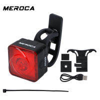 MEROCA N20B จักรยานไฟท้าย LED USB ชาร์จกันน้ำสมาร์ทเบรกไฟท้าย6โหมดจักรยานไฟท้ายขี่จักรยานโคมไฟเตือน