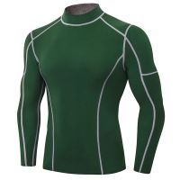 Mens Compression Shirt Long Sleeve Rash Guard Mens Gym Shirt Long Sleeves Men Compression Tops Fitness Bodybuliding Shirts Slim