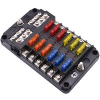 Car Boat Fuse Box Holder With 6 Ways 12 Ways Blade Fuse Holder Block &amp; Warning Indicator 12V~36V Power Distribution Panel Board