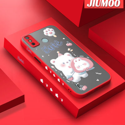 เคส JIUMOO สำหรับ Tecno Spark 6 Go Spark Go 2020 Spark Go 2021เคสโทรศัพท์แข็งกันแรงกระแทกกระต่ายสีขาวน่ารักการ์ตูนเคสป้องกันเลนส์กล้องคล้ายฝ้าแฟชั่นนิ่มคลุมทั้งหมดปลอกซิลิโคน
