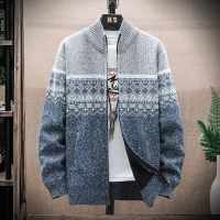 【YD】 Mens Cardigan New Fashion Knit Size Sweater Stitching Colorblock Collar Coats Jackets Male Clothing