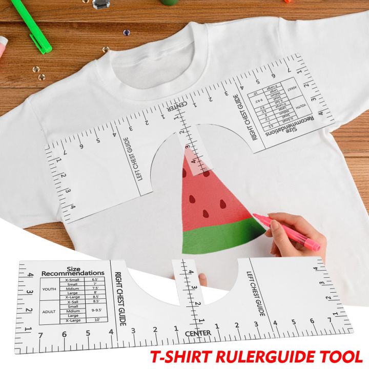 4PCS T-Shirt Alignment Ruler For Guiding T-Shirt Design Fashion Rulers With  Size Chart DIY Drawing Template Craft Tool Drafting