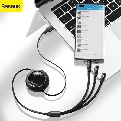 Baseus 100W USB C Cable For i13 Retractable 3 in 1 Type C Micro USB Cable Fast Charge For Samsung Data Wire Cord