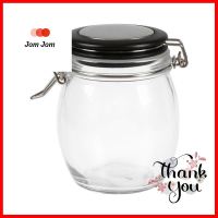 ขวดโหลแก้วกลม-M ฝาสปริงขอบดำROUND GLASS CANISTER WITH SPRING LID M BLACK **หมดแล้วหมดเลย**