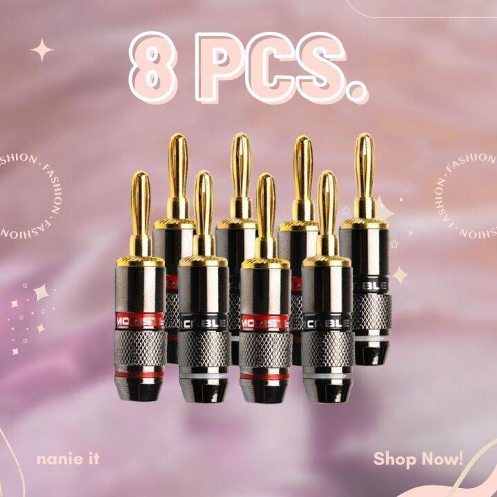 nanie-it-monster-4-mm-gold-plated-audio-speaker-wire-cable-screw-banana-plug-connector-จำนวน-2-4-6-8-10-ชิ้น-premium-product